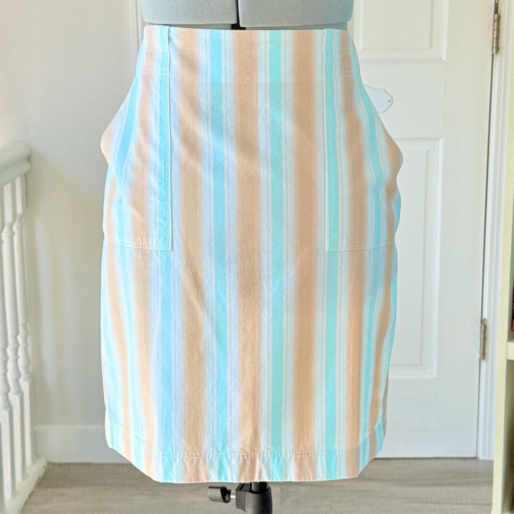 Ann Taylor LOFT Blue and Tan Cargo Skirt (size 0)